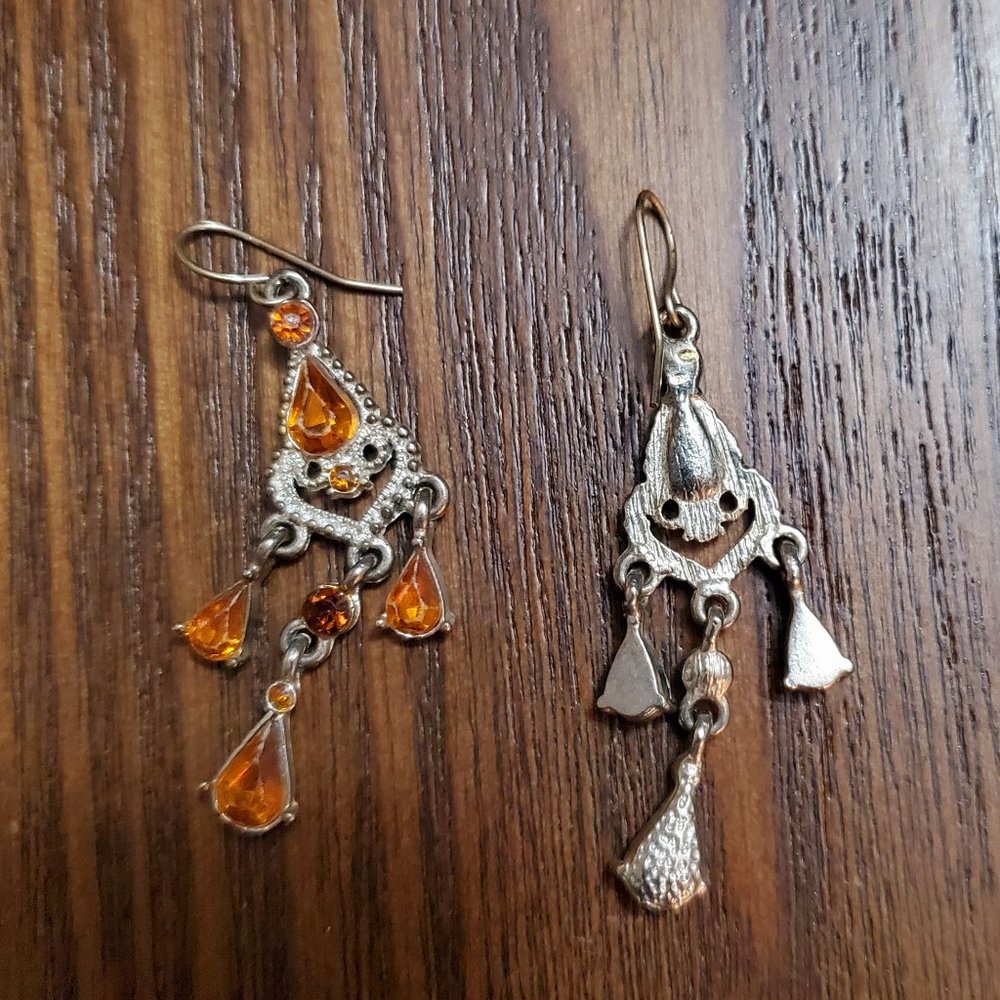 Chandelier earrings burnt orange color